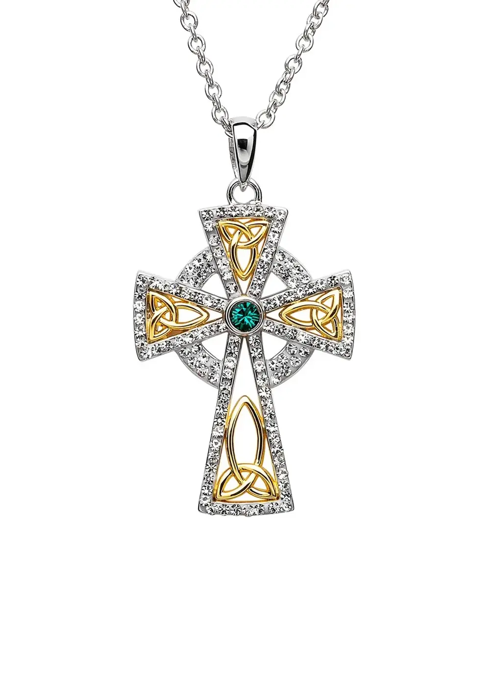 Celtic Cross Gold Plated Pendant Embellished With Swarovski Crystals